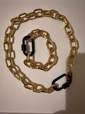 Allie+Bess Joan Gold tone Chain Link Necklace and Bracelet Set